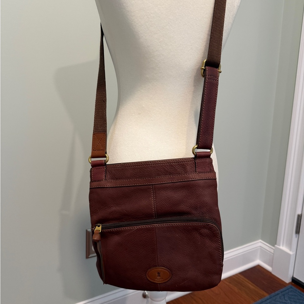 Fossil Dark Brown Leather Messenger Bag